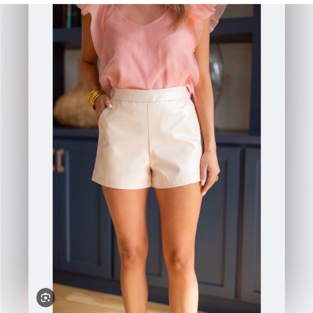NWT Buddy Love Vince Vegan Leather Shorts, Bone